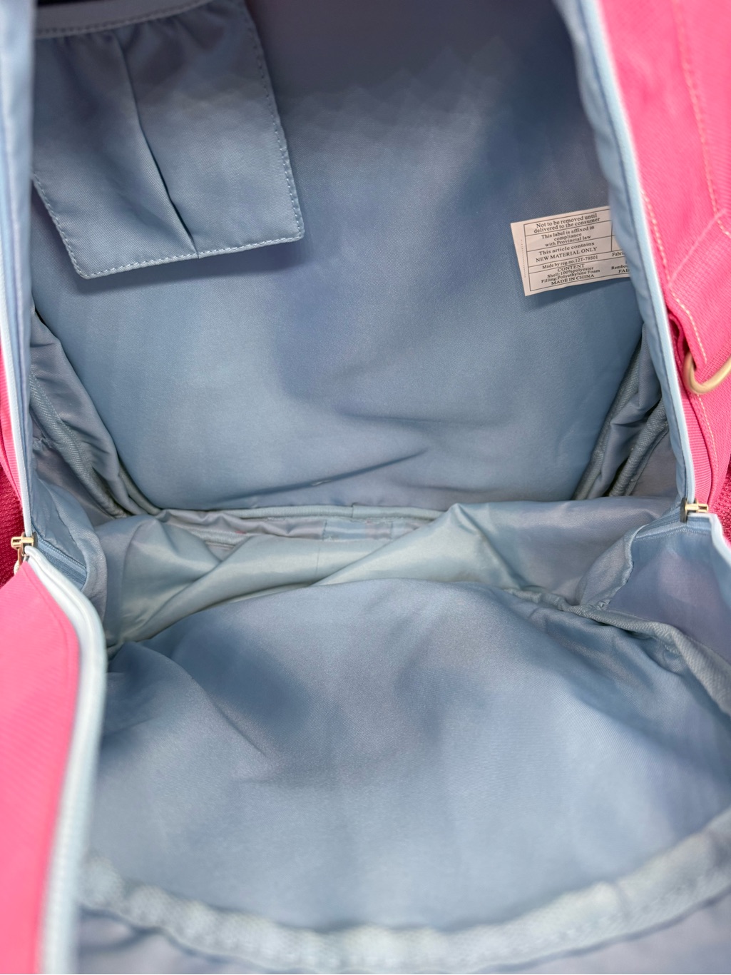 Pottery Barn Kids Pink Backpack With Light Blue Trim- Like New — image 4 of 8